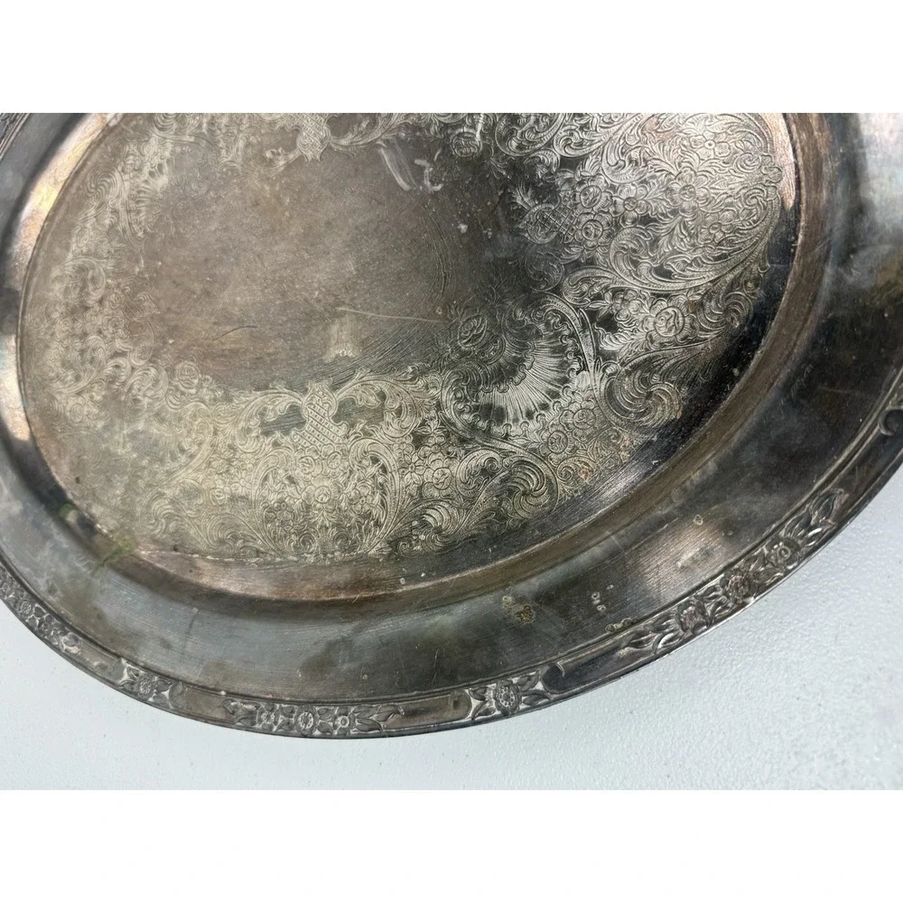 Antique Rogers and Bro 2380 Silver Heritage Serving Tray Victorian Style